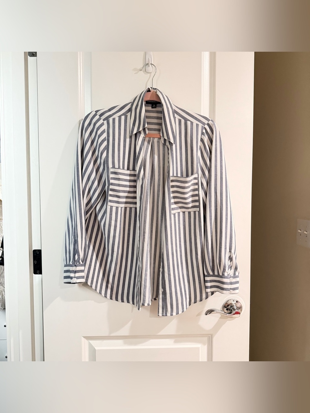 Fortune + Ivy Striped Button-Front Shirt Jacket